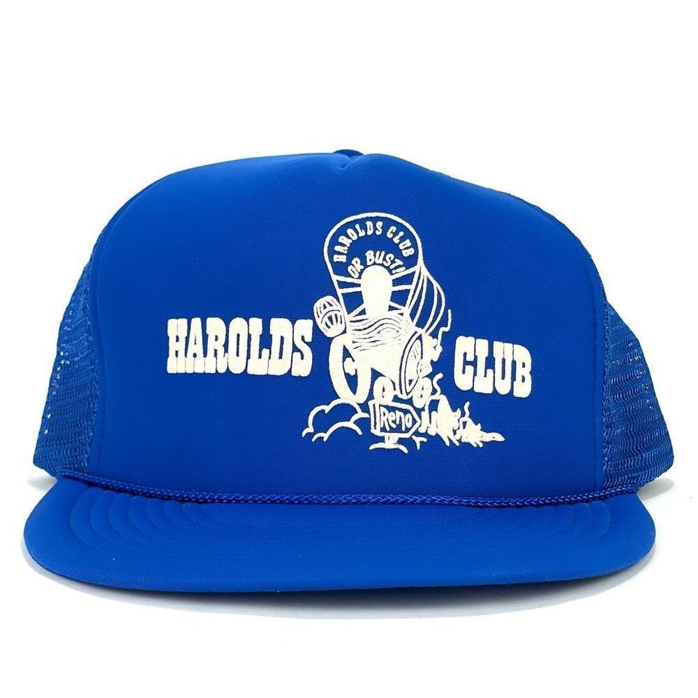 Vintage Blue Harold's Club Trucker Hat